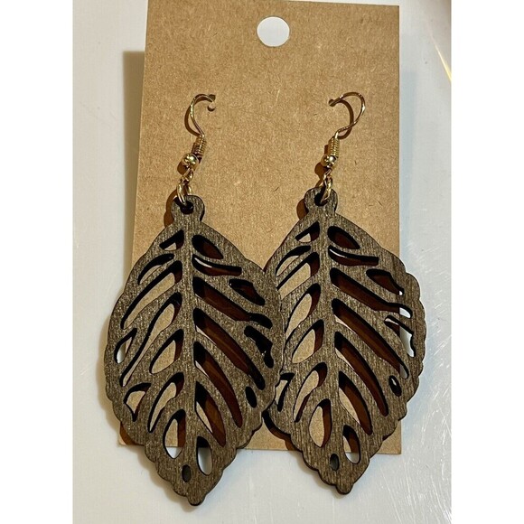 3D Printed Dangle Handmade Earrings/Brown 3” Drop Length - Picture 1 of 5